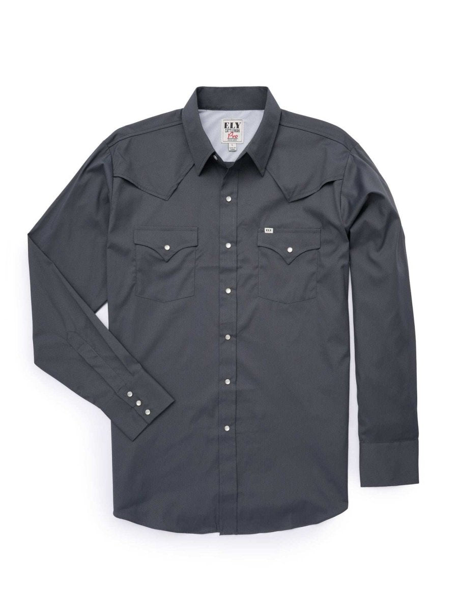 Men's Ely Cattleman Pro Long Sleeve Stretch Solid Vented Western Shirt - Ely Cattleman - Flyclothing LLC