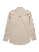 Men's Ely Cattleman Pro Long Sleeve Stretch Solid Khaki Vented Western Shirt