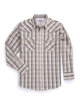 Men's Ely Cattleman Pro Long Sleeve Stretch Vented Western Shirt- Tan Plaid - Ely Cattleman - Flyclothing LLC