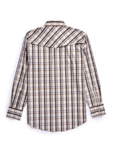 Men's Ely Cattleman Pro Long Sleeve Stretch Vented Western Shirt- Tan Plaid