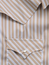 Men's Ely Cattleman Pro Long Sleeve Stretch Vented Western Shirt- Khaki Stripe