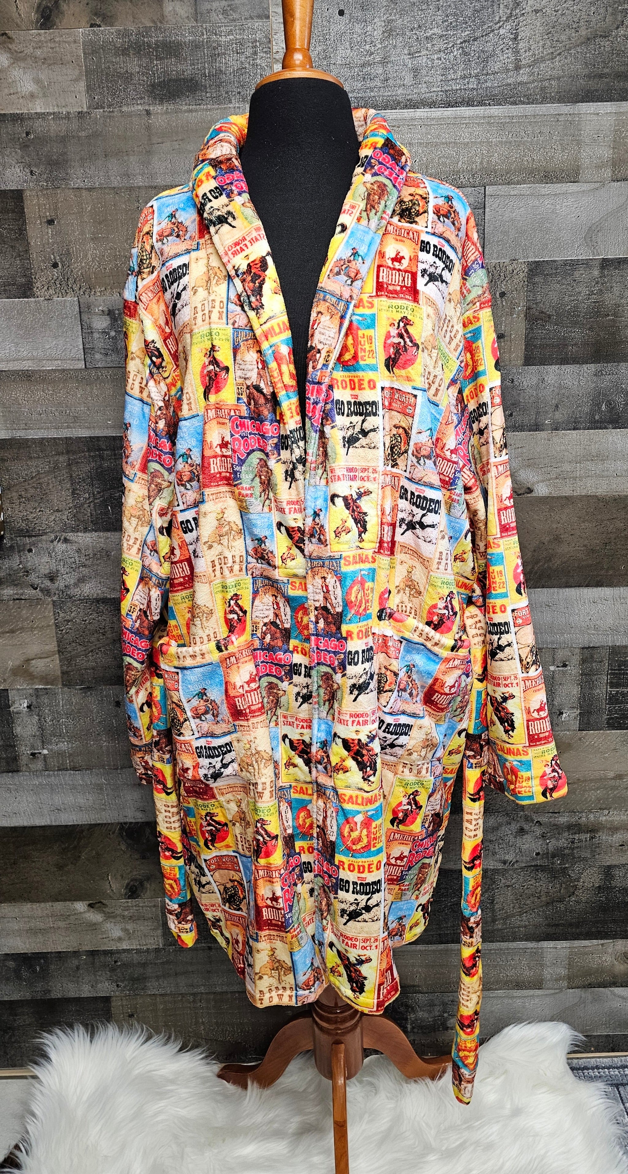 Baha Ranch Vintage Rodeo Poster Women's Western Bath Robe
