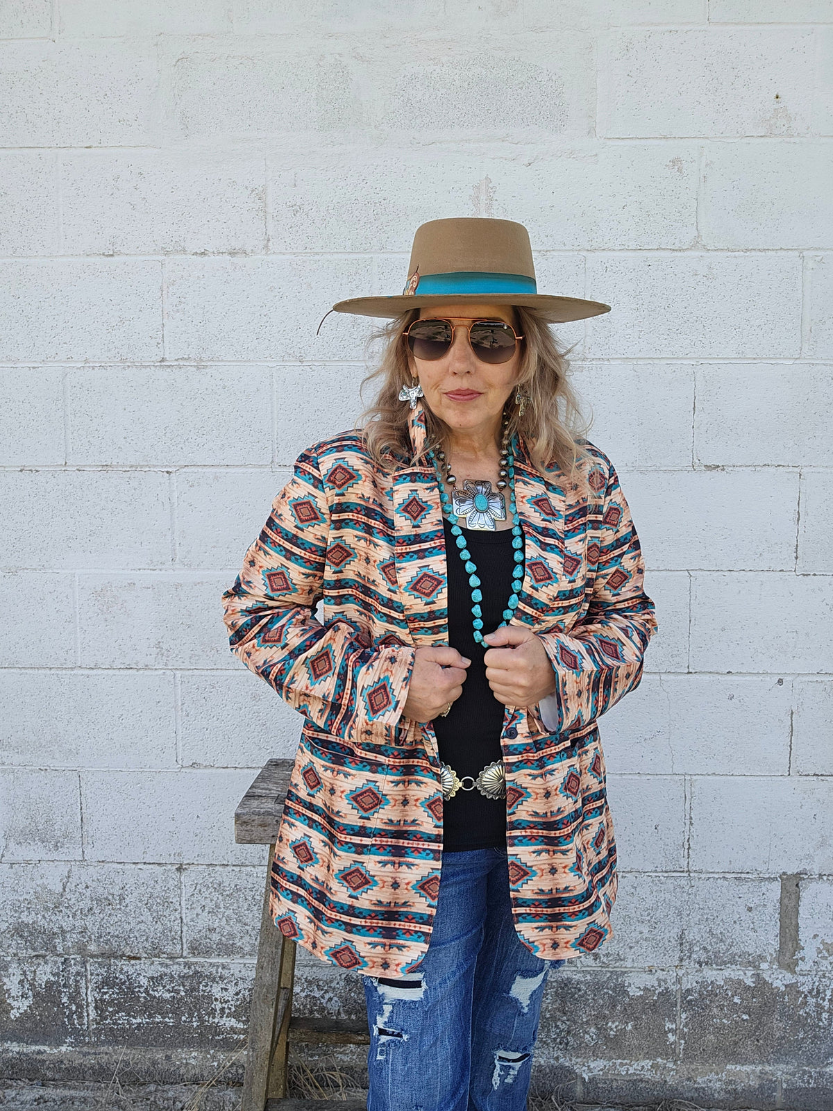 Baha Ranch Arizona Aztec Women's Blazer - Baha Ranch Western Wear - Flyclothing LLC