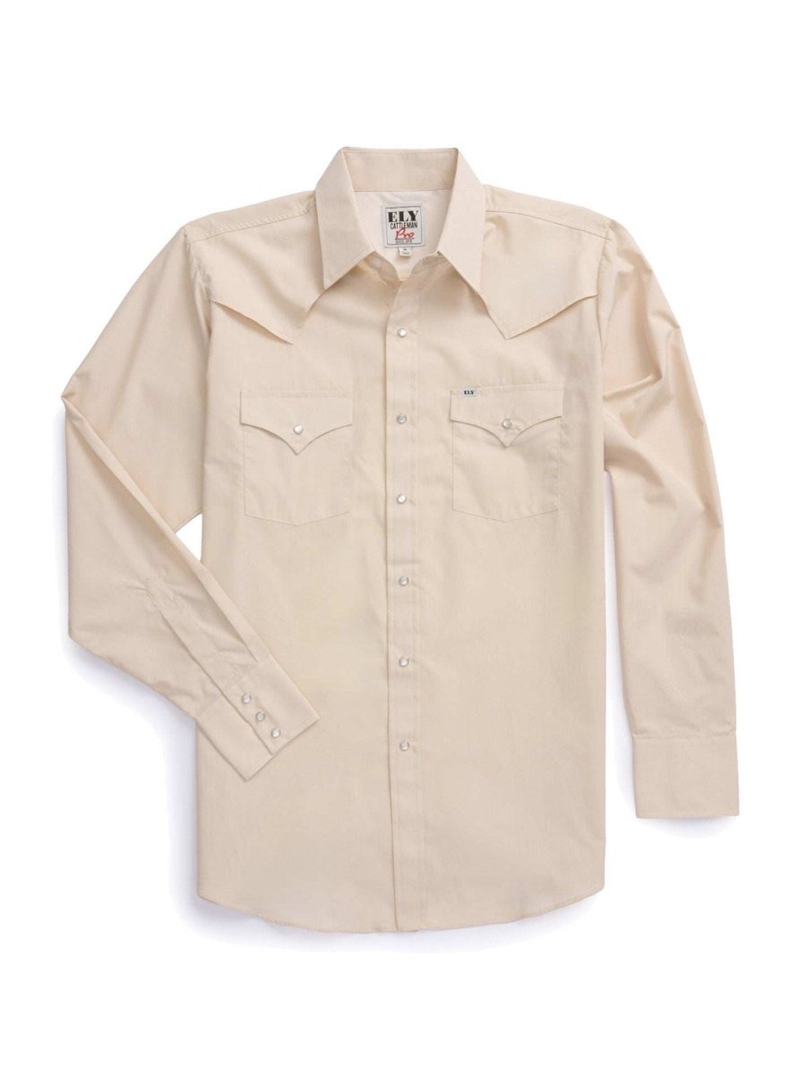 Men's Ely Cattleman Pro Long Sleeve Solid Vented Western Shirt - Ely Cattleman - Flyclothing LLC
