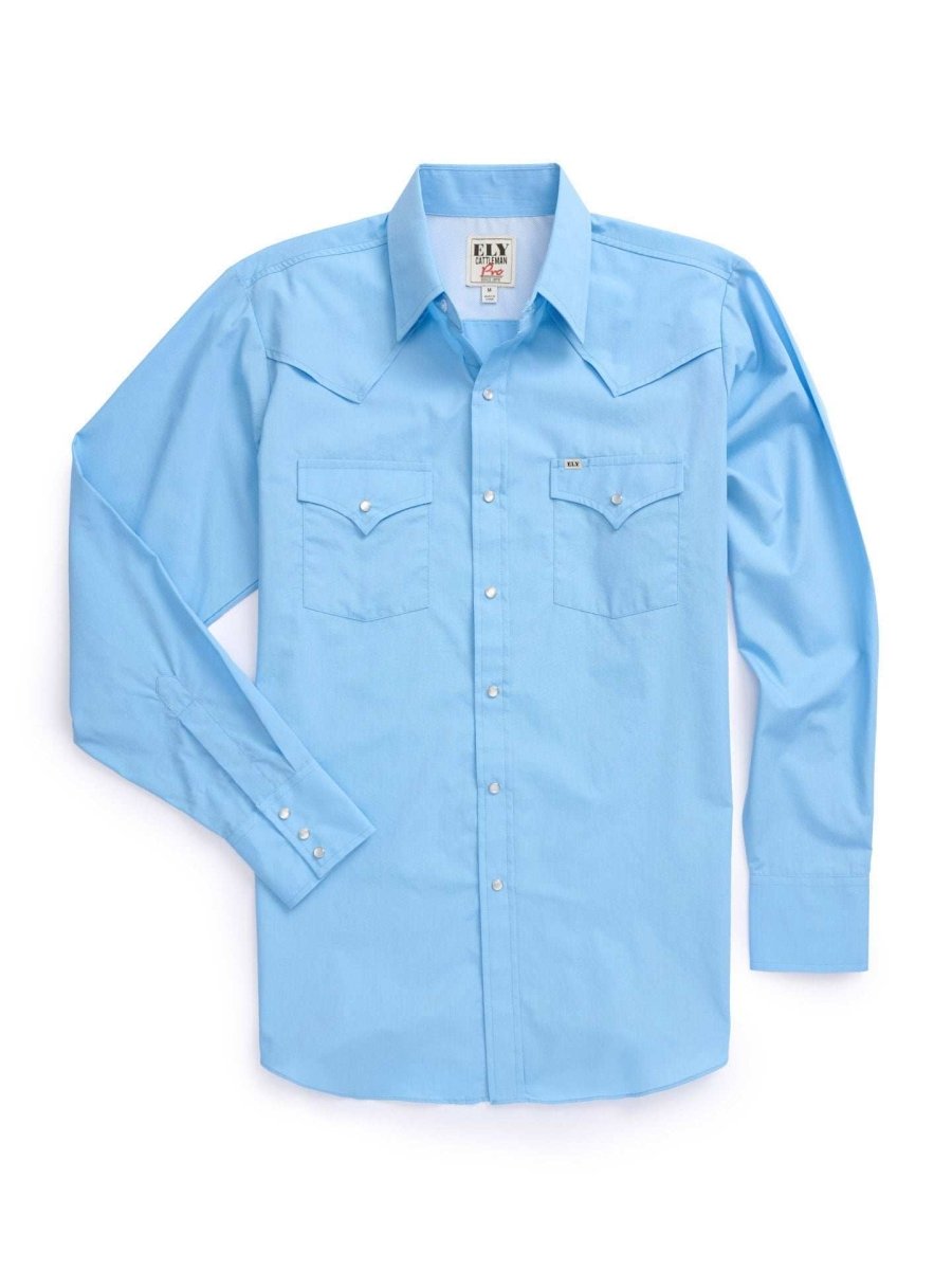 Men's Ely Cattleman Pro Long Sleeve Solid Vented Western Shirt - Ely Cattleman - Flyclothing LLC