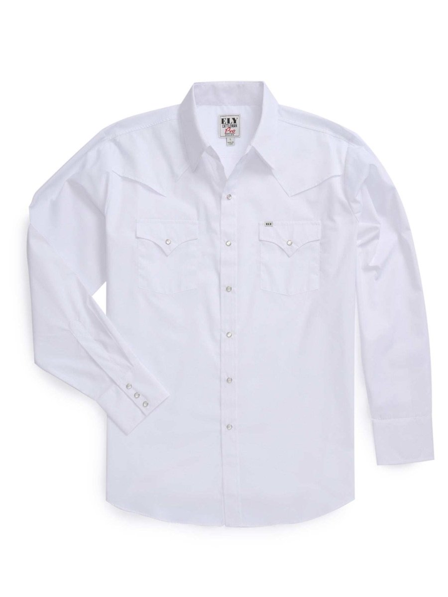 Men's Ely Cattleman Pro Long Sleeve Solid Vented Western Shirt - Ely Cattleman - Flyclothing LLC