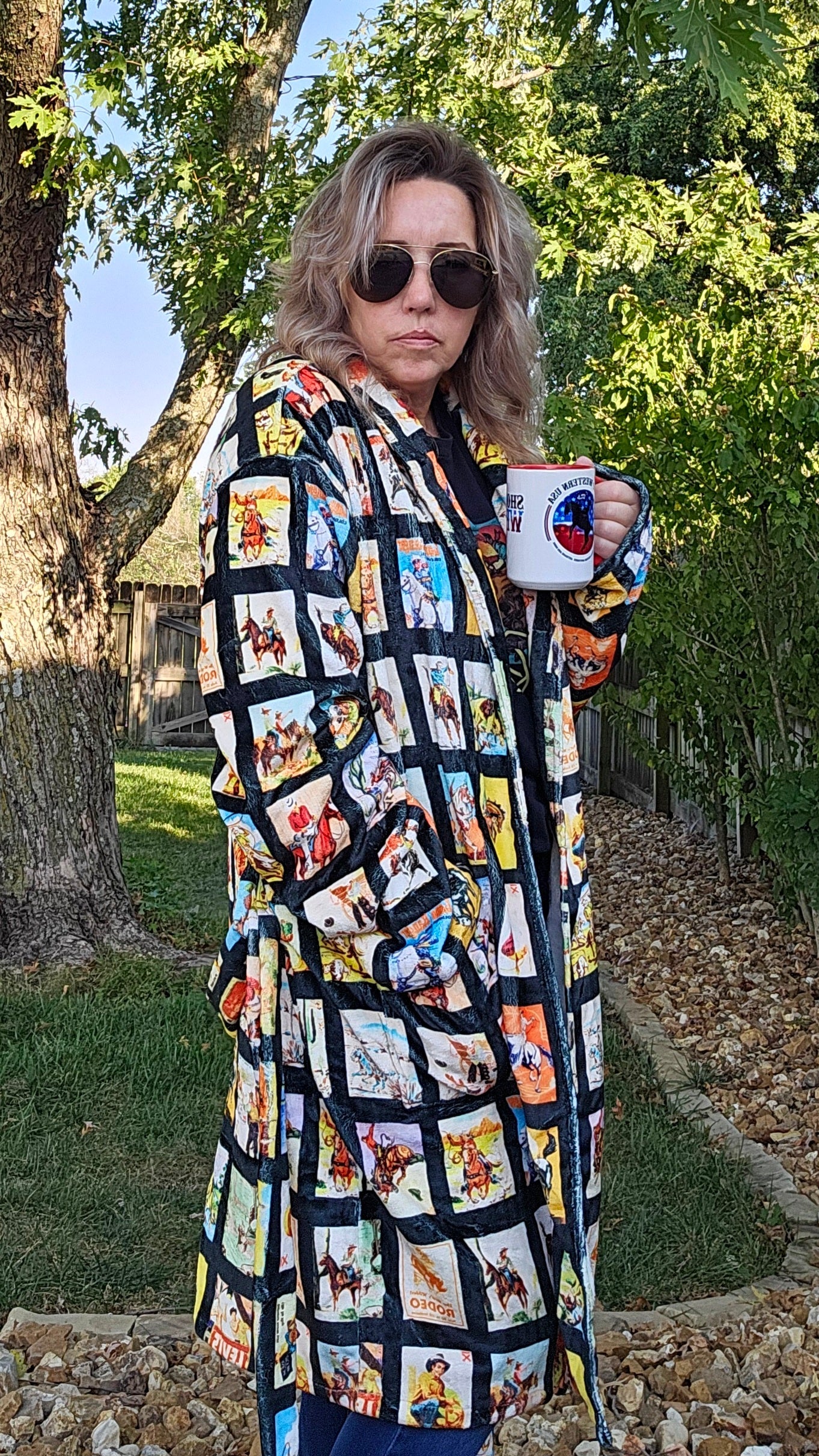 Baha Ranch Vintage Cowboy Collage Western Robe - Baha Ranch Western Wear - Flyclothing LLC