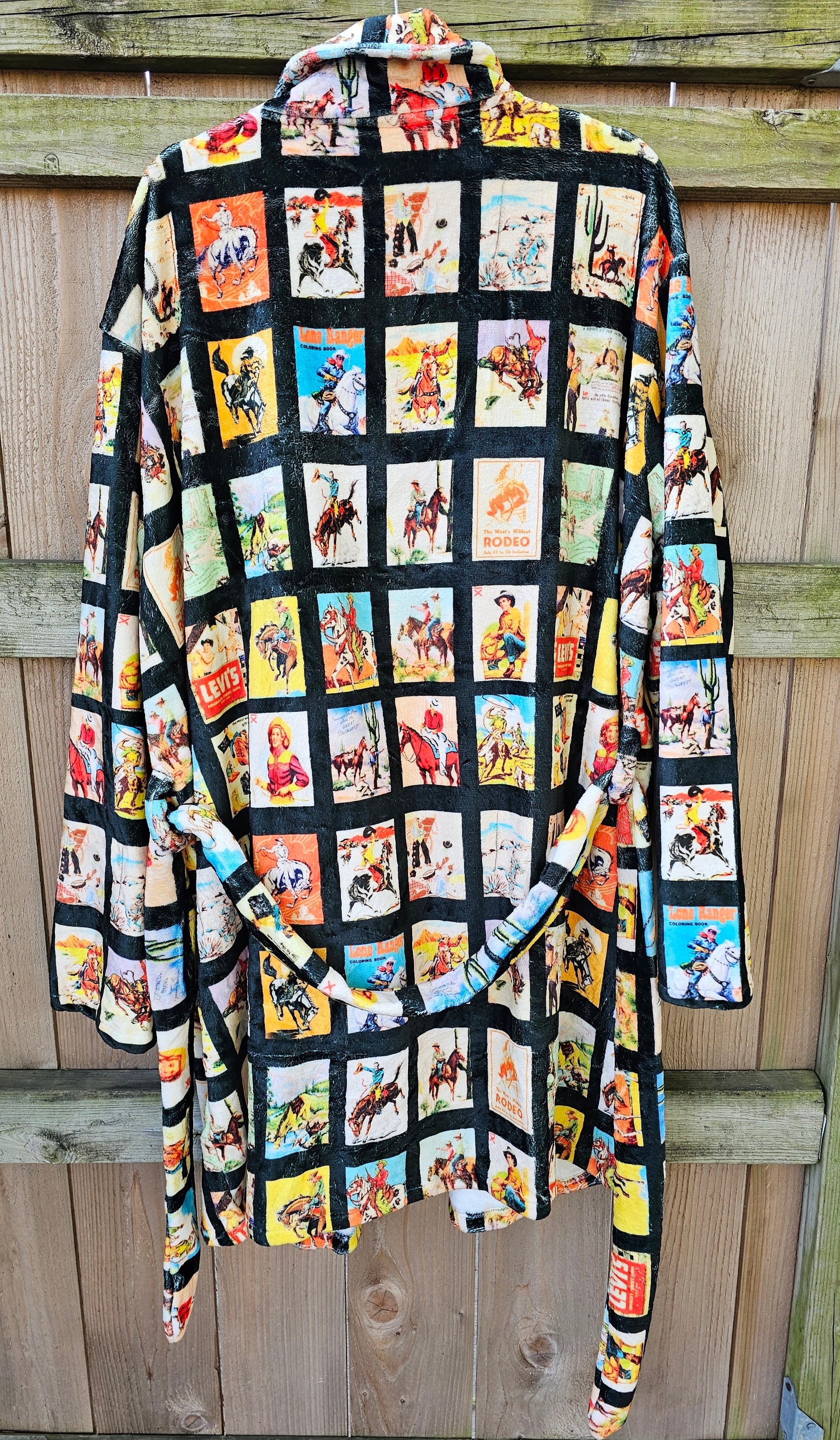 Baha Ranch Vintage Cowboy Collage Western Robe - Baha Ranch Western Wear - Flyclothing LLC