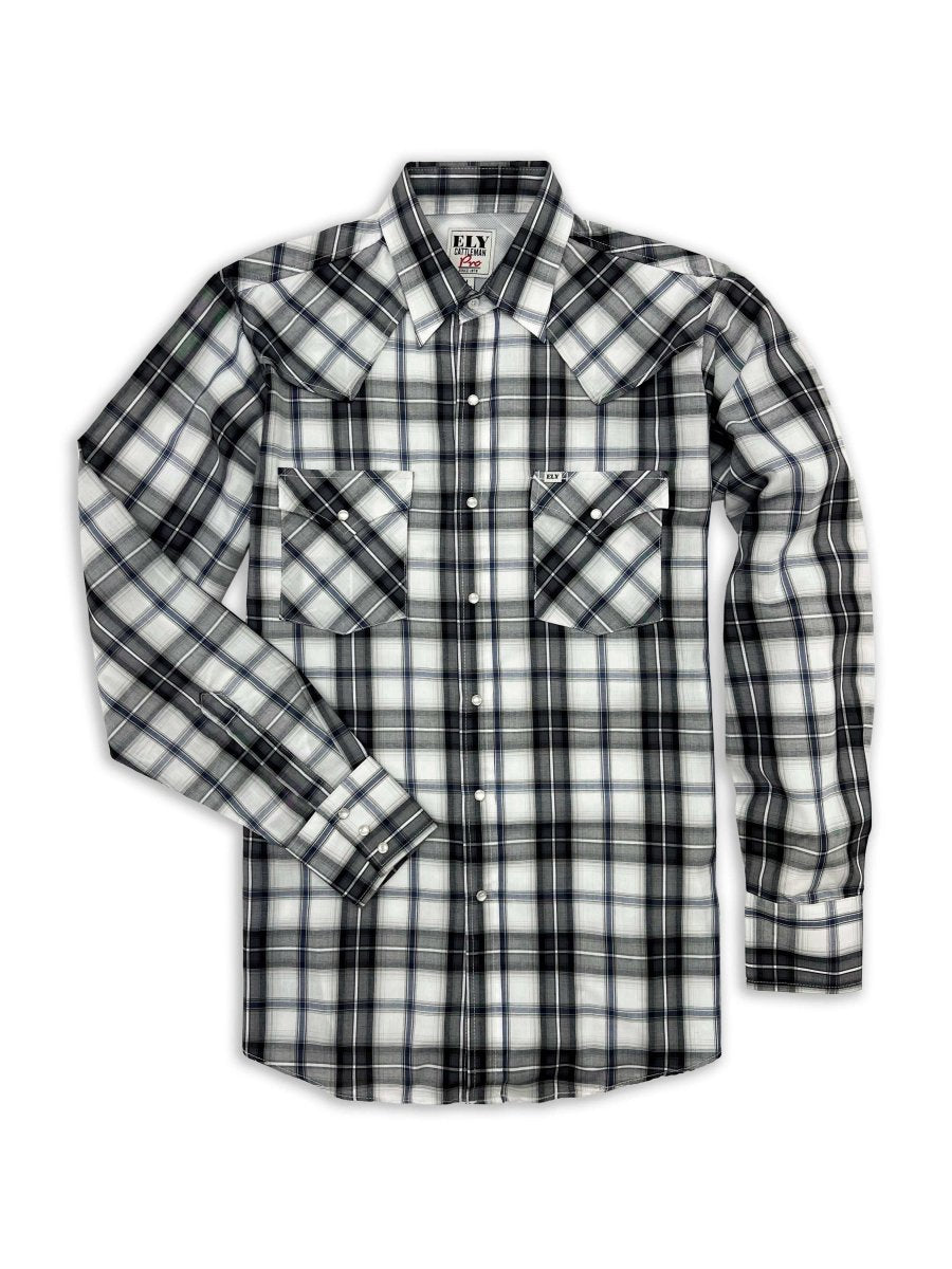 Men's Ely Cattleman Pro Long Sleeve Plaid Vented Western Shirt - Ely Cattleman - Flyclothing LLC