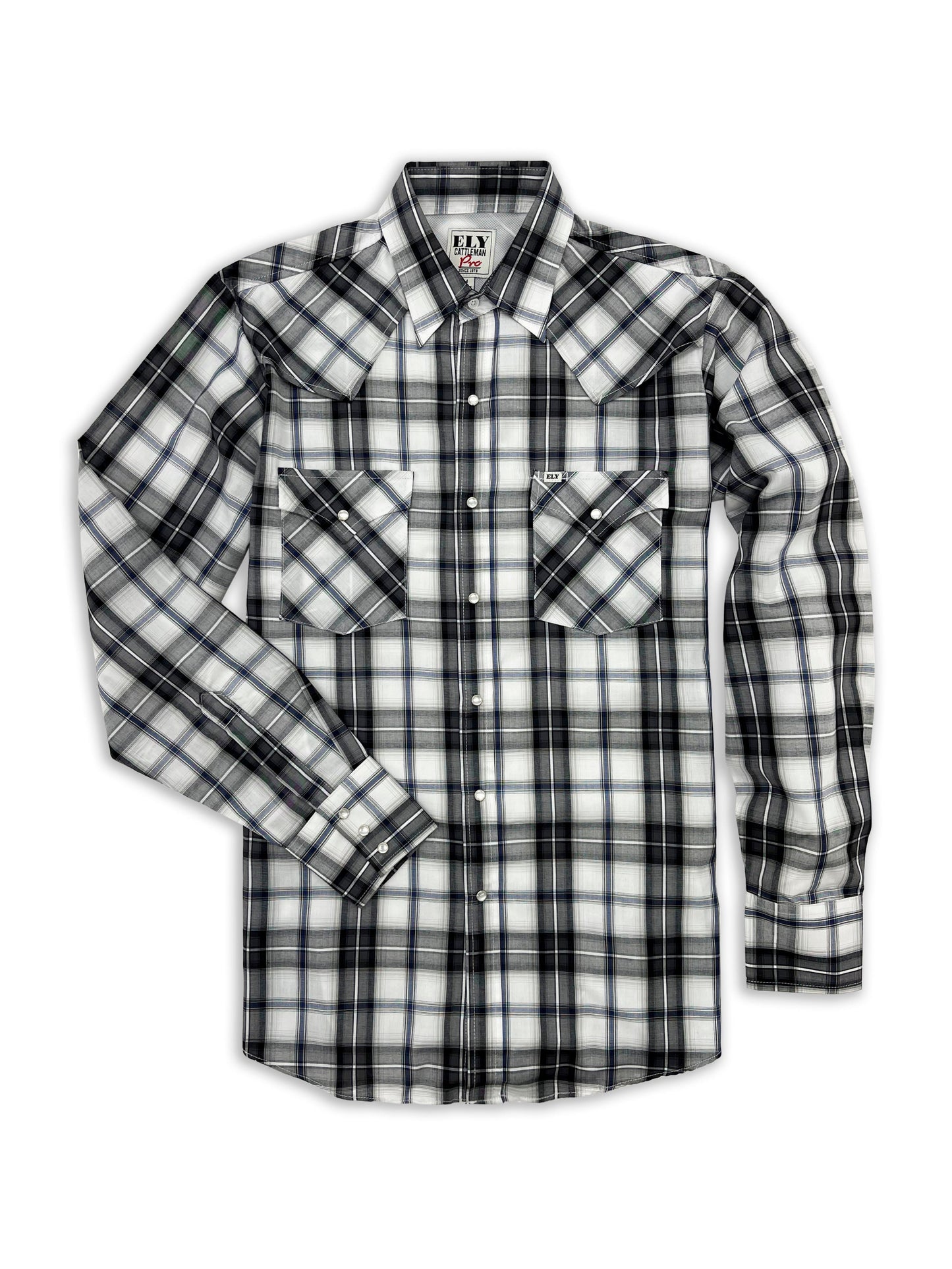 Men's Ely Cattleman Pro Long Sleeve Plaid Vented Western Shirt