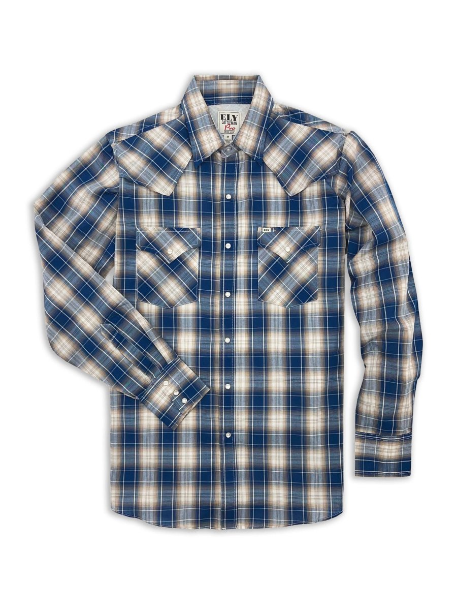 Men's Ely Cattleman Pro Long Sleeve Plaid Vented Western Shirt - Ely Cattleman - Flyclothing LLC