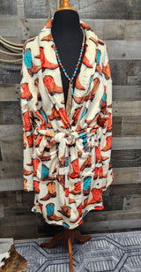 Baha Ranch Got My Boots Western Bath Robe - Baha Ranch Western Wear - Flyclothing LLC