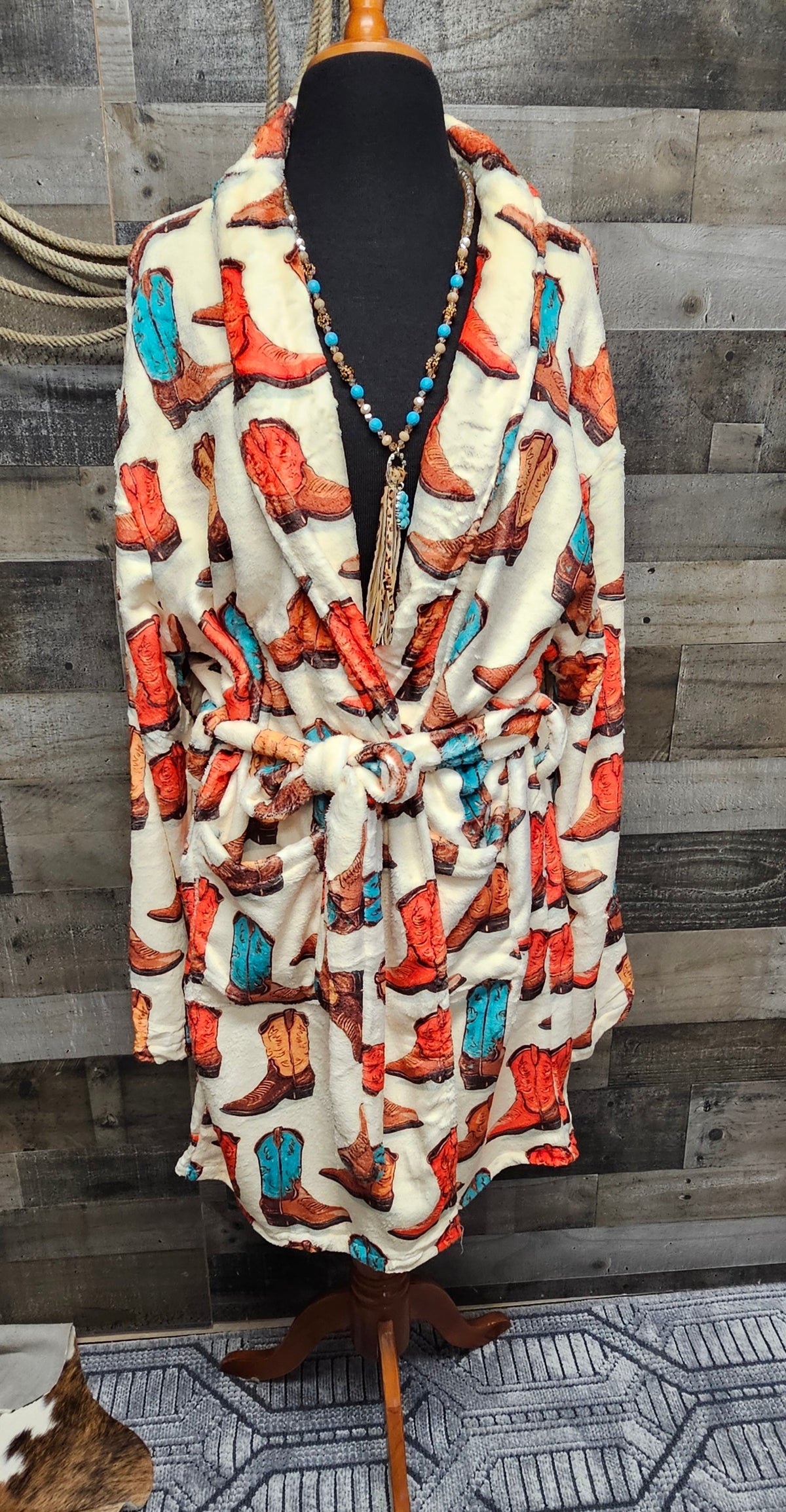 Baha Ranch Got My Boots Western Bath Robe