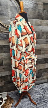 Baha Ranch Got My Boots Western Bath Robe - Baha Ranch Western Wear - Flyclothing LLC