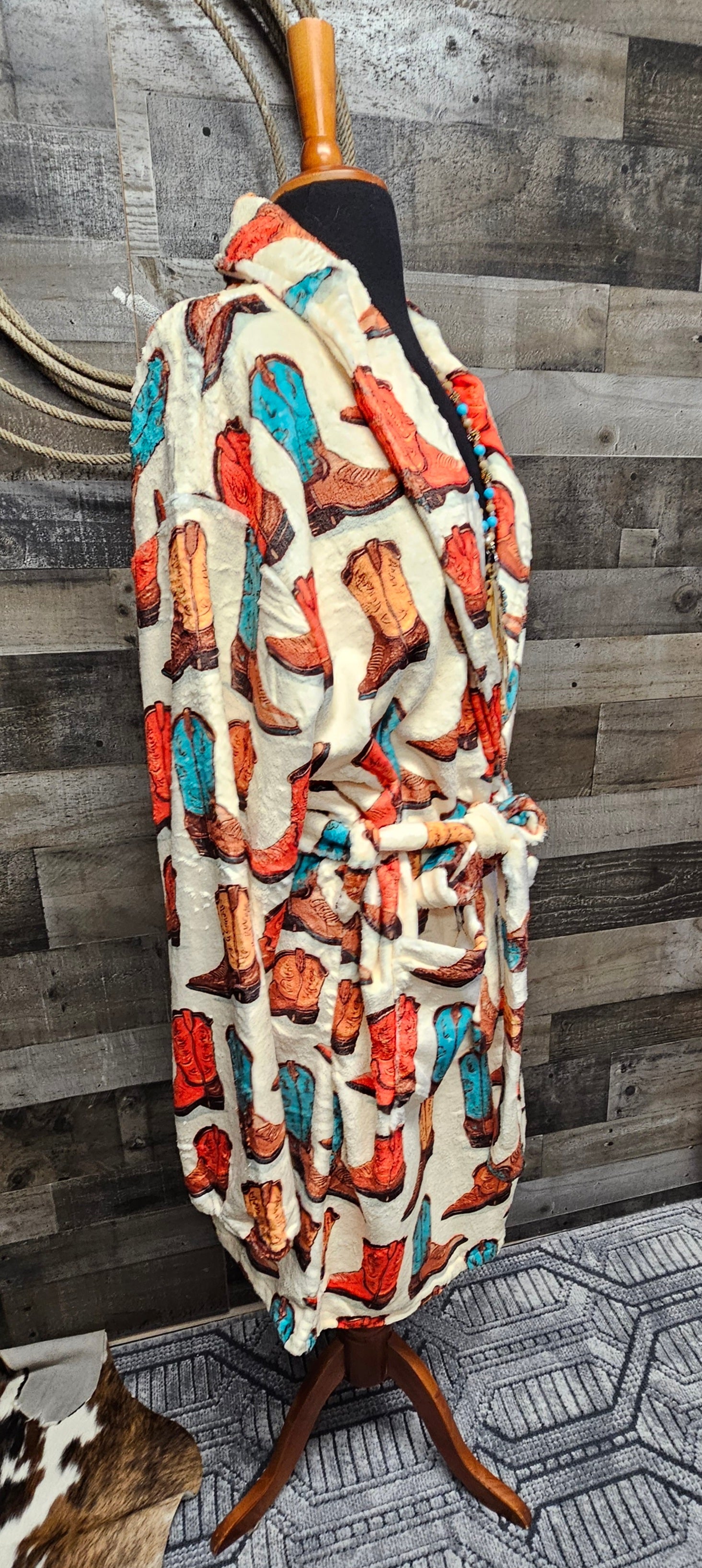 Baha Ranch Got My Boots Western Bath Robe - Baha Ranch Western Wear - Flyclothing LLC