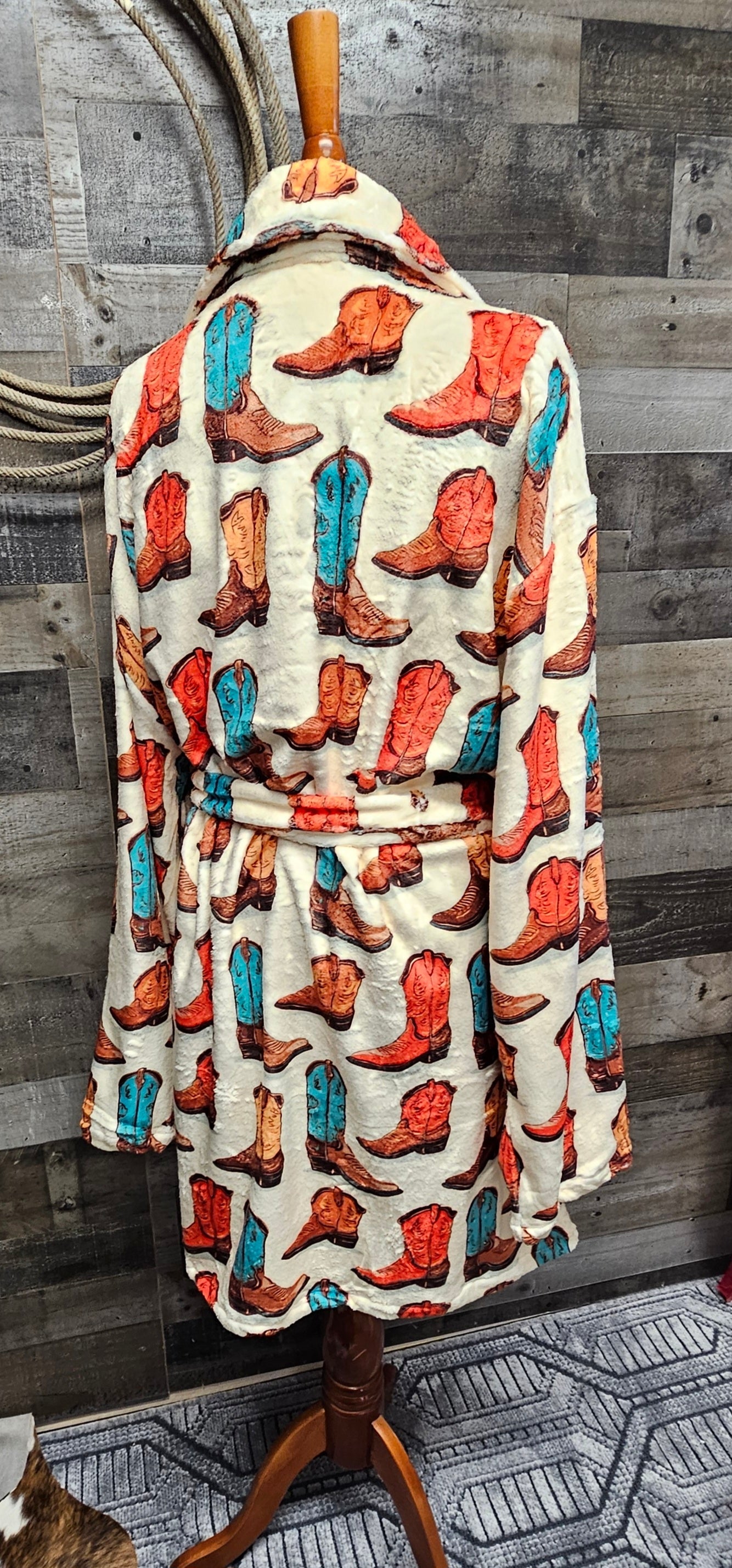 Baha Ranch Got My Boots Western Bath Robe - Baha Ranch Western Wear - Flyclothing LLC