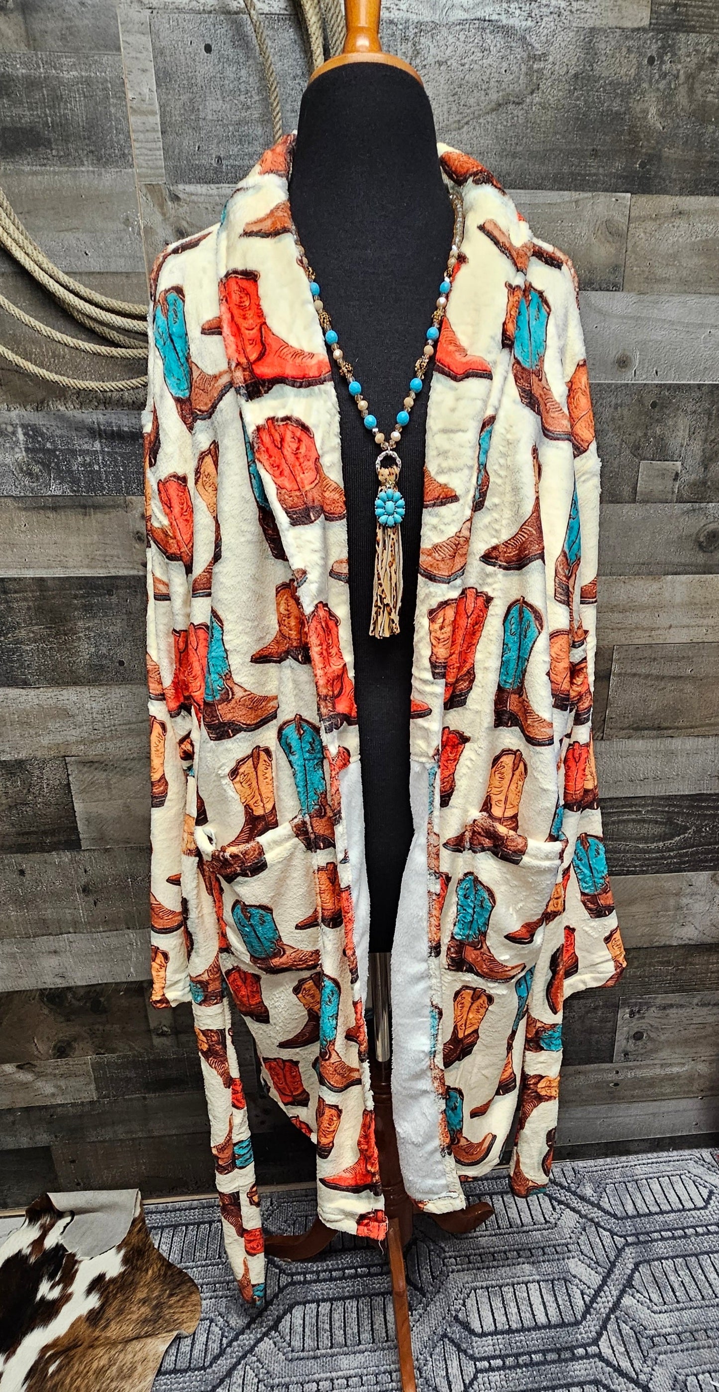 Baha Ranch Got My Boots Western Bath Robe - Baha Ranch Western Wear - Flyclothing LLC