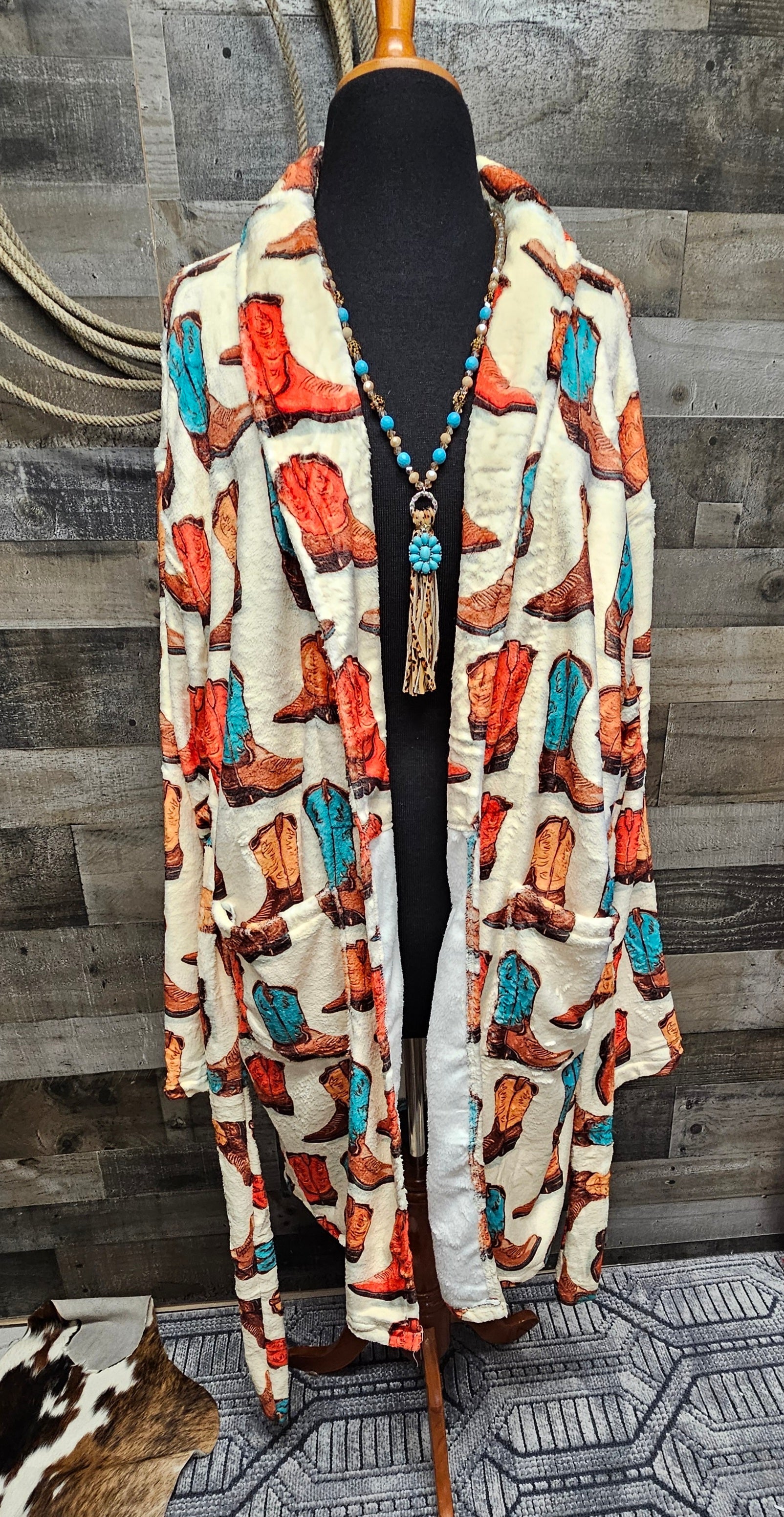 Baha Ranch Got My Boots Western Bath Robe - Baha Ranch Western Wear - Flyclothing LLC