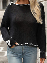 Dropped Shoulder Long Sleeve Sweater - Trendsi - Flyclothing LLC