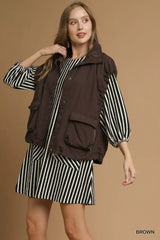 Umgee Nylon Vest with Pockets - Trendsi - Flyclothing LLC