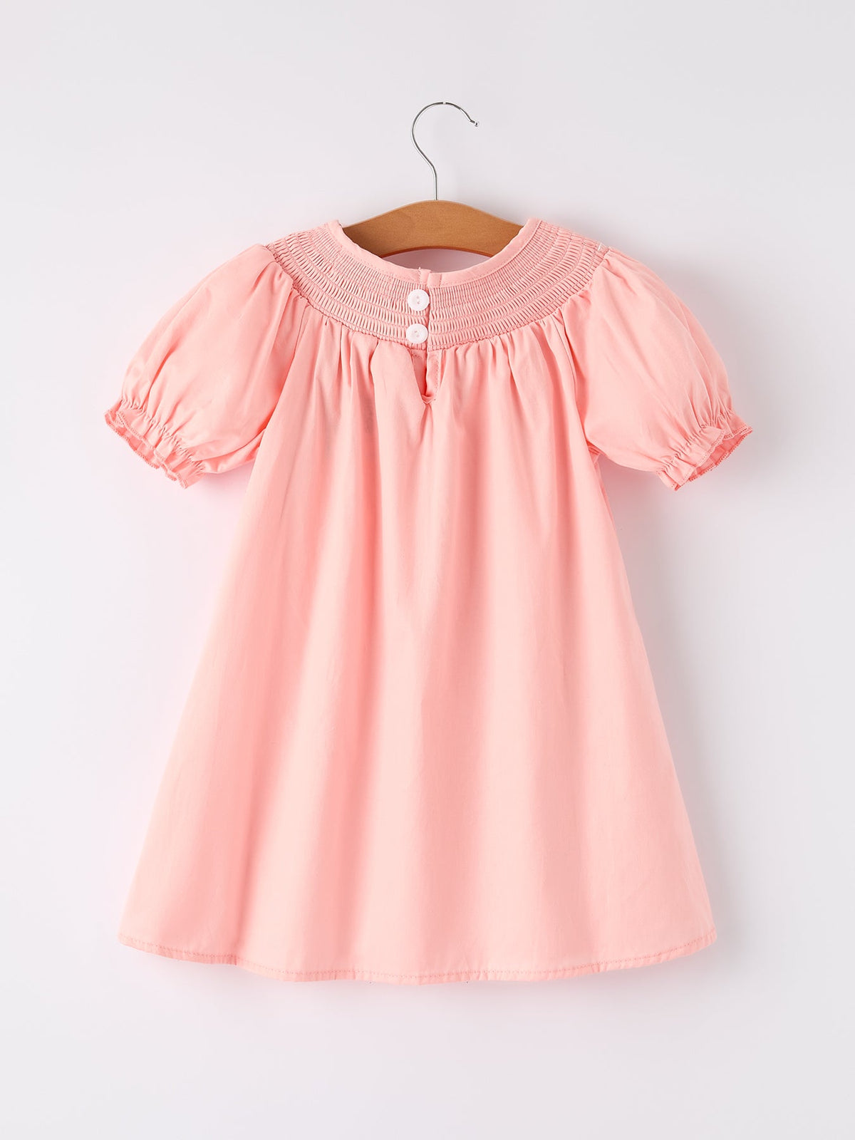 Girls Horse Smocking Embroidered Coral Dress - Rylee Faith Designs - Flyclothing LLC