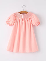 Girls Horse Smocking Embroidered Coral Dress - Rylee Faith Designs - Flyclothing LLC