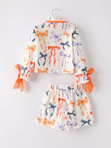 Halloween Mommy and Me Bow Print Pajama Set