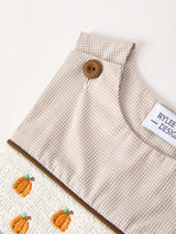 Fall Halloween & Thanksgiving  Pumpkin Smock Embroidered Boys Romper