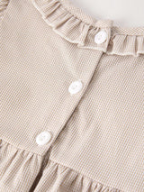 Fall Thanksgiving Pumpkin Embroidery Smock Plaid Girls Dress