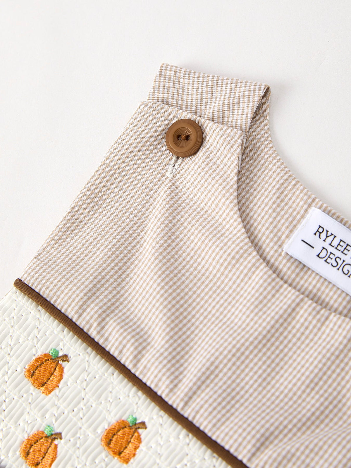 Fall Halloween & Thanksgiving Pumpkin Smock Embroidered Boys Romper - Rylee Faith Designs - Flyclothing LLC