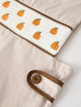 Fall Halloween & Thanksgiving Pumpkin Smock Embroidered Boys Romper - Rylee Faith Designs - Flyclothing LLC