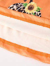 Thanksgiving Pumpkin Leopard Floral Print Girls Dress - Rylee Faith Designs - Flyclothing LLC