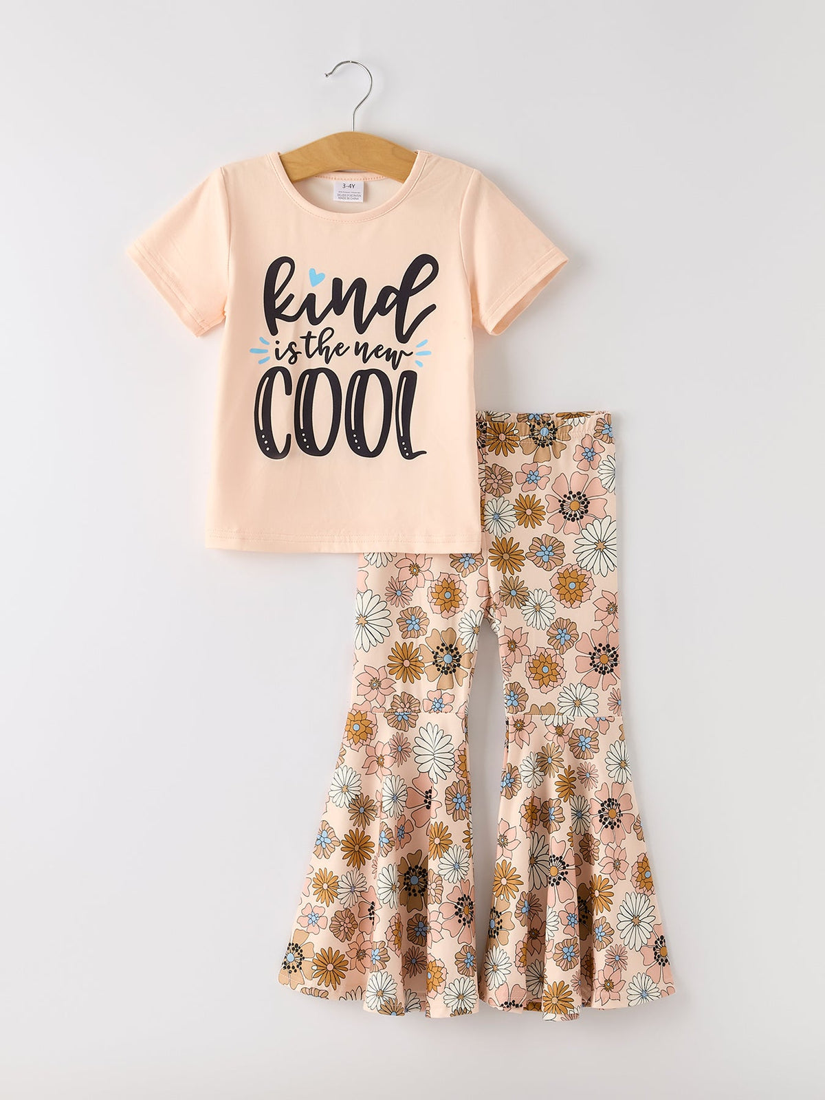 Girls Letter Print Top + Floral Pattern Pants - Rylee Faith Designs - Flyclothing LLC