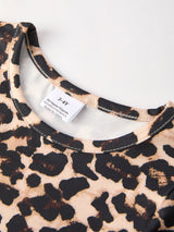 Fall Pumpkin Leopard Print Autumn Girls Ruffle Two-Piece Dress