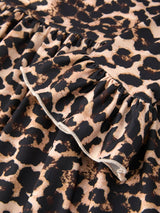 Fall Pumpkin Leopard Print Autumn Girls Ruffle Two-Piece Dress