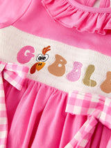 Fall Thanksgiving& Halloween "GOBBLE" Smock Embroidery Baby Girl Dress