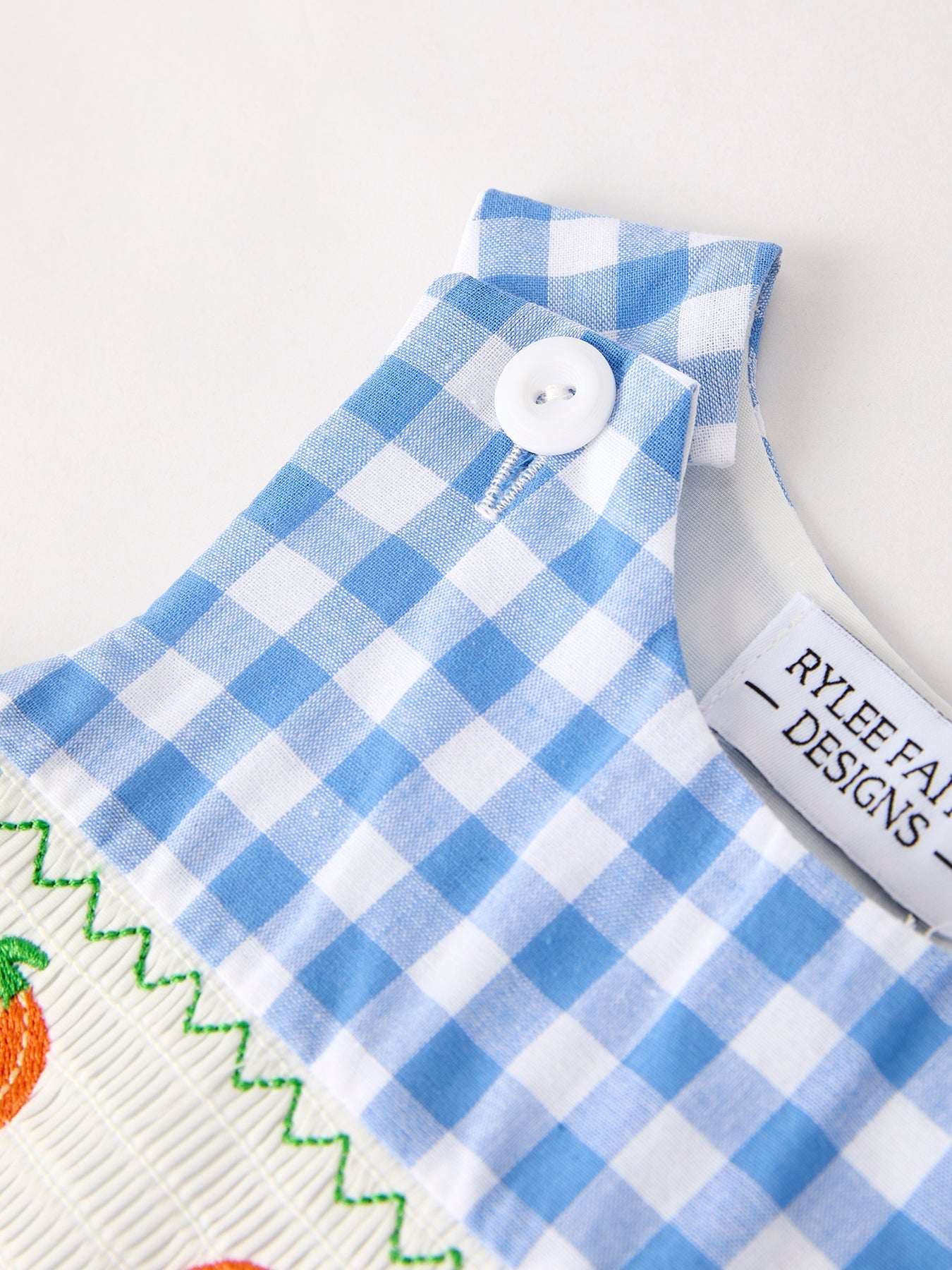 Fall Thanksgiving& Halloween Blue Pumpkin Smock Embroidery Baby Boy Romper