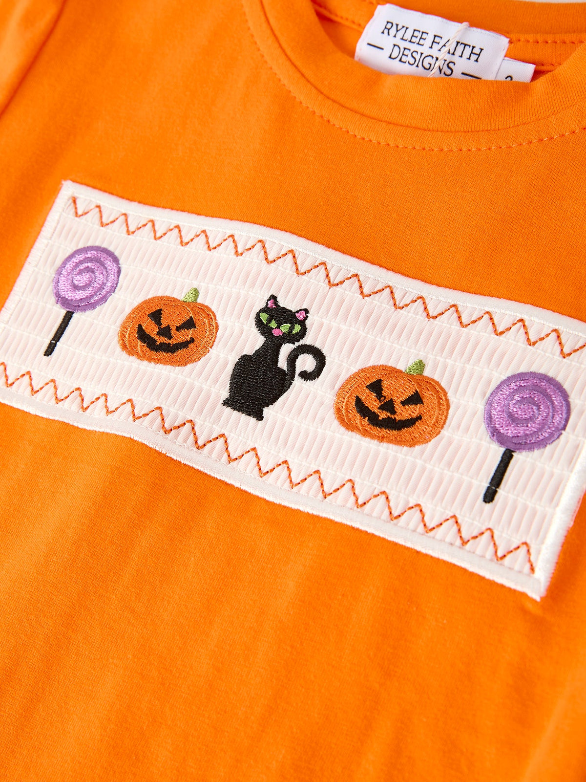 Fall Halloween Purple Balloon Pumpkin Cat Smock Embroidery Boy Set - Rylee Faith Designs - Flyclothing LLC