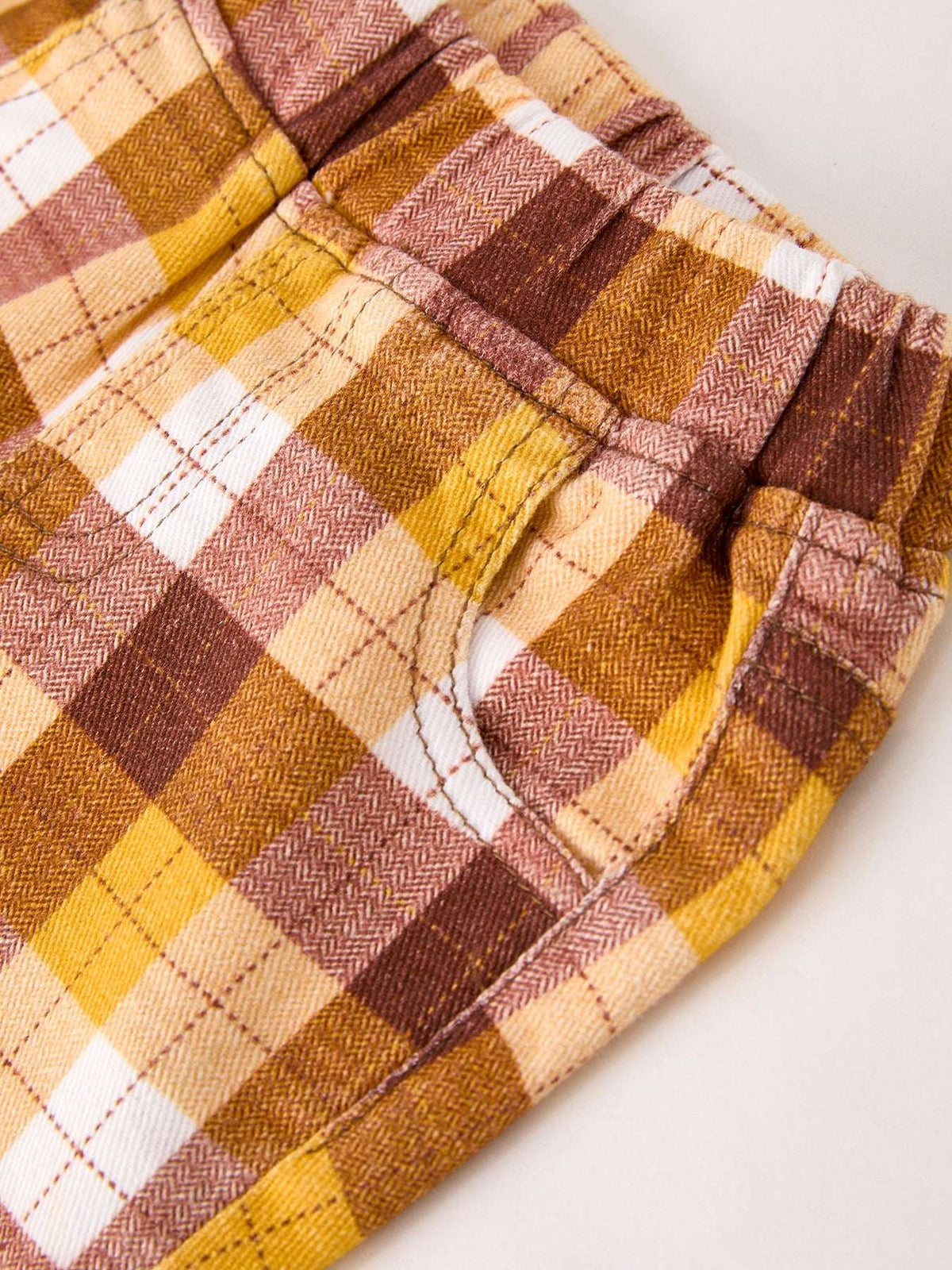 Fall Thanksgiving Brown Plaid Bow Trousers - Rylee Faith Designs - Flyclothing LLC