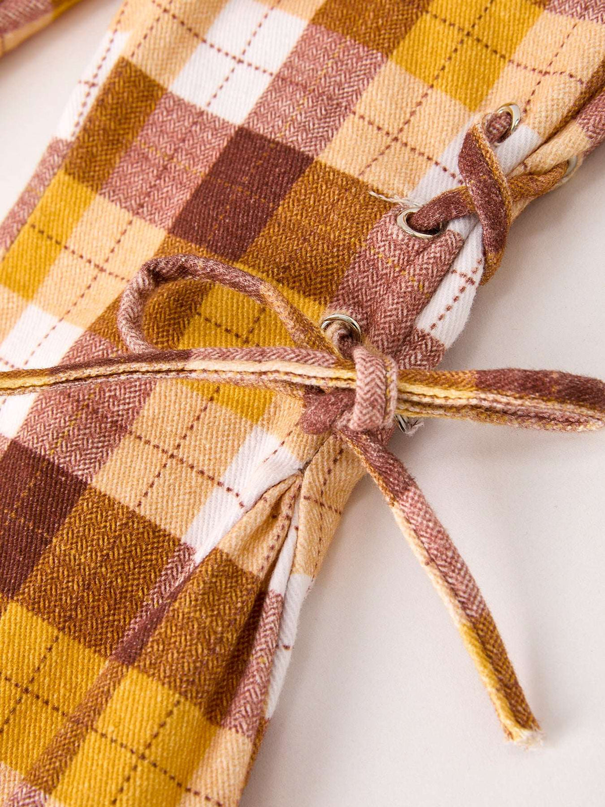 Fall Thanksgiving Brown Plaid Bow Trousers - Rylee Faith Designs - Flyclothing LLC