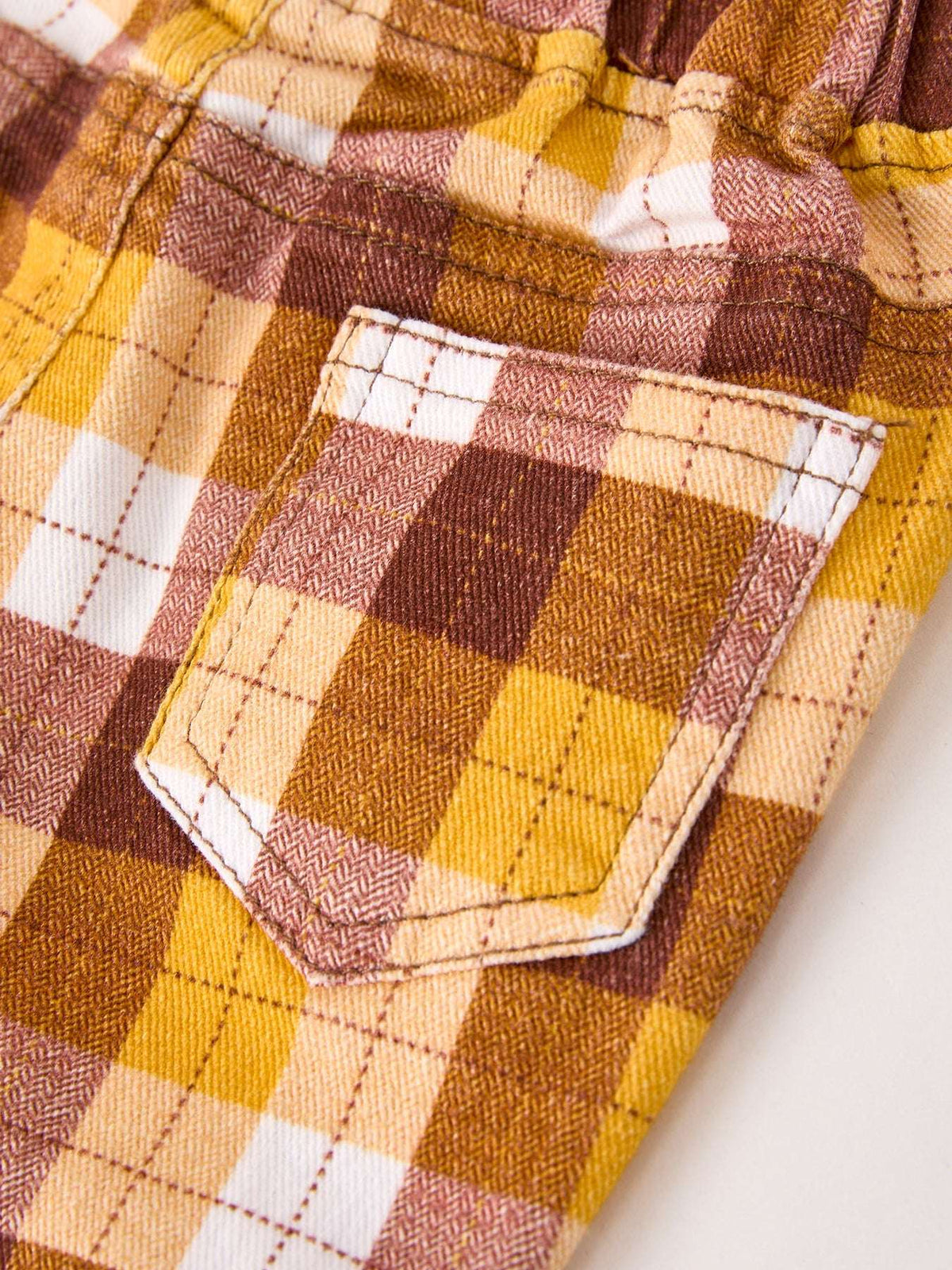 Fall Thanksgiving Brown Plaid Bow Trousers - Rylee Faith Designs - Flyclothing LLC