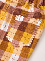 Fall Thanksgiving Brown Plaid Bow Trousers - Rylee Faith Designs - Flyclothing LLC