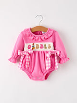 Fall Thanksgiving& Halloween "GOBBLE" Smock Embroidery Baby Girl Romper - Rylee Faith Designs - Flyclothing LLC