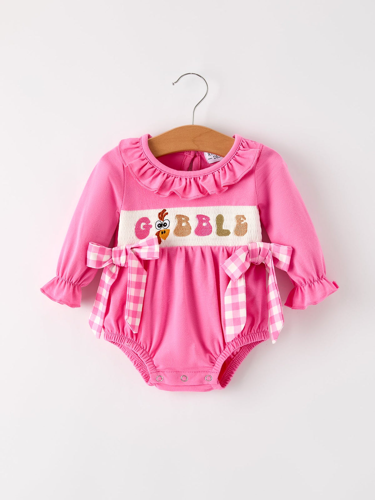 Fall Thanksgiving& Halloween "GOBBLE" Smock Embroidery Baby Girl Romper - Rylee Faith Designs - Flyclothing LLC
