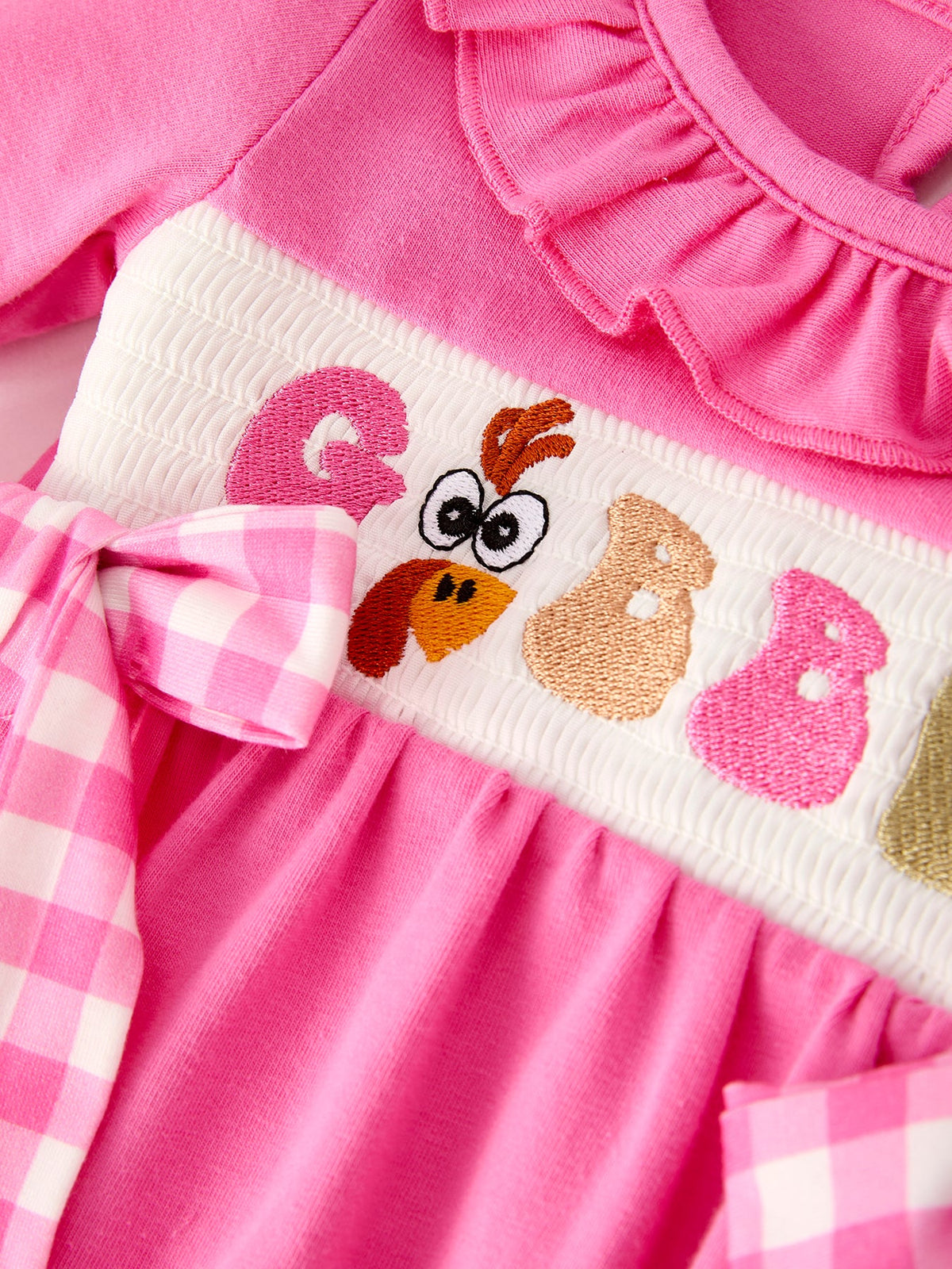 Fall Thanksgiving& Halloween "GOBBLE" Smock Embroidery Baby Girl Romper - Rylee Faith Designs - Flyclothing LLC