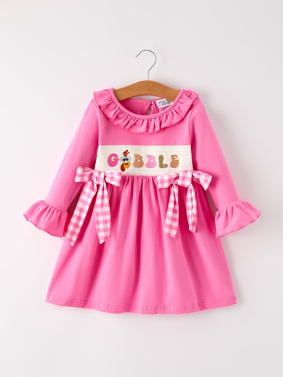 Fall Thanksgiving& Halloween "GOBBLE" Smock Embroidery Baby Girl Dress - Rylee Faith Designs - Flyclothing LLC