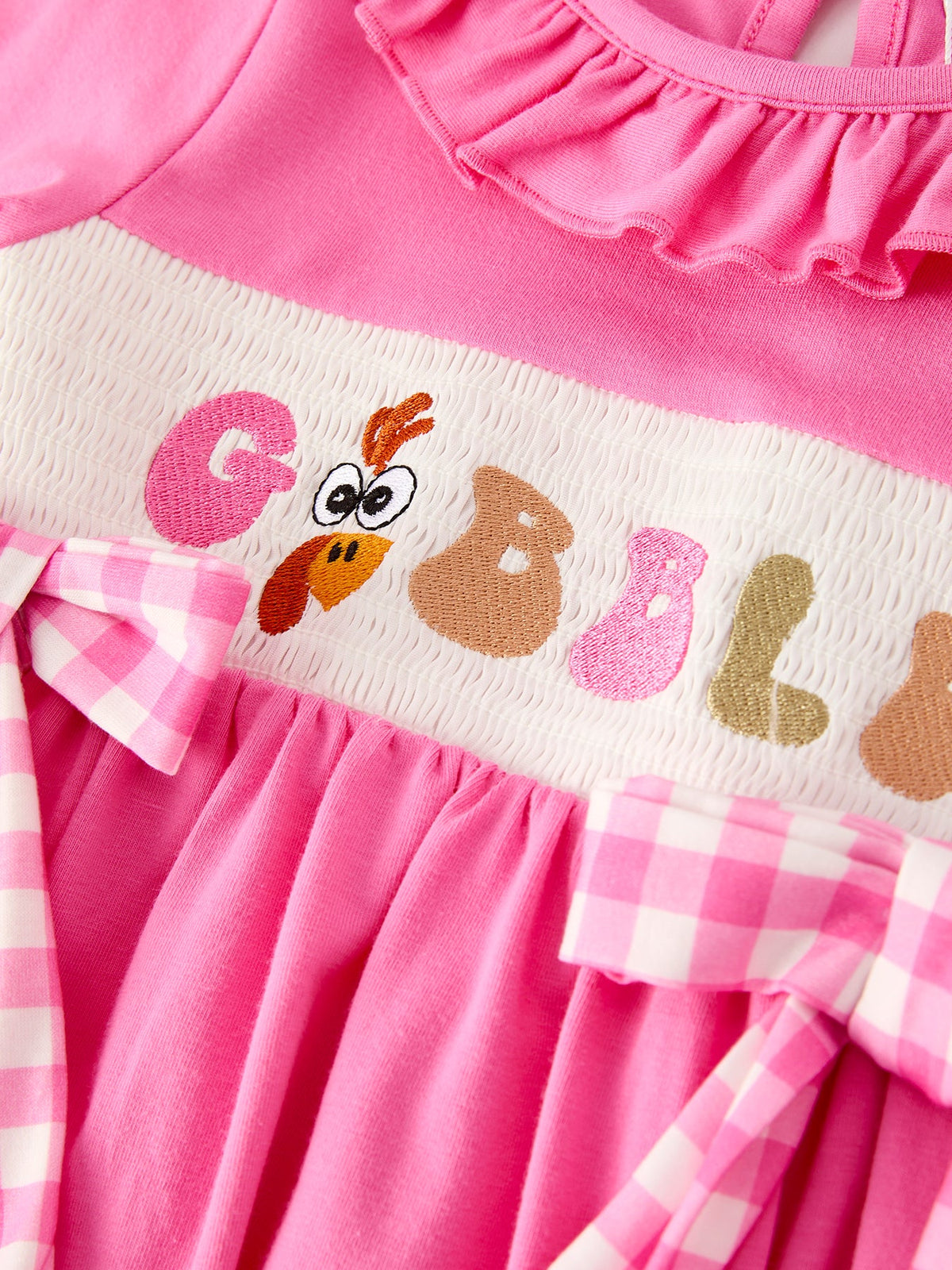 Fall Thanksgiving& Halloween "GOBBLE" Smock Embroidery Baby Girl Dress - Rylee Faith Designs - Flyclothing LLC