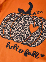 Fall Thanksgiving/Halloween  Leopard Short sleeve O-neck T-shirt