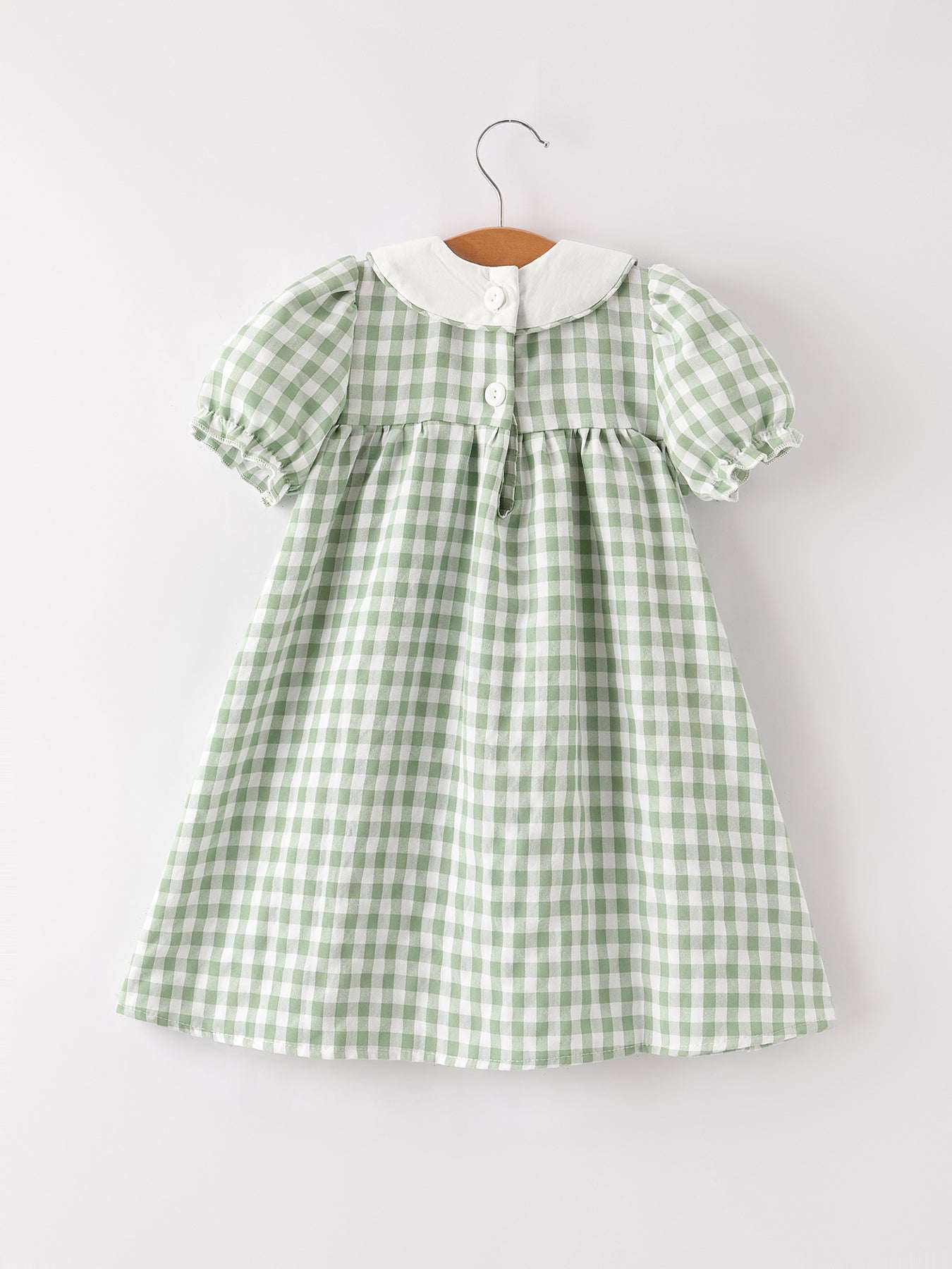 Fall Halloween & Thanksgiving Pumpkin Applique Plaid Green Girls Dress