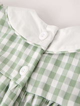 Fall Halloween & Thanksgiving Pumpkin Applique Plaid Green Girls Dress